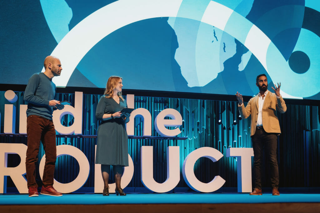 People on stage at #mtpcon London+EMEA 2021