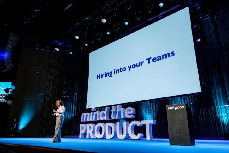 Kate Leto speaking at Mind the Product London 2019